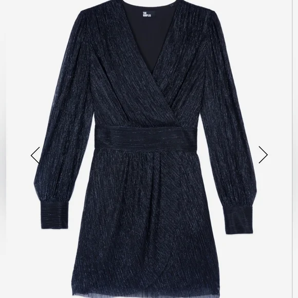 The Kooples Navy Blue Metallic Jersey Dress Size 2 NWT - Picture 2 of 12